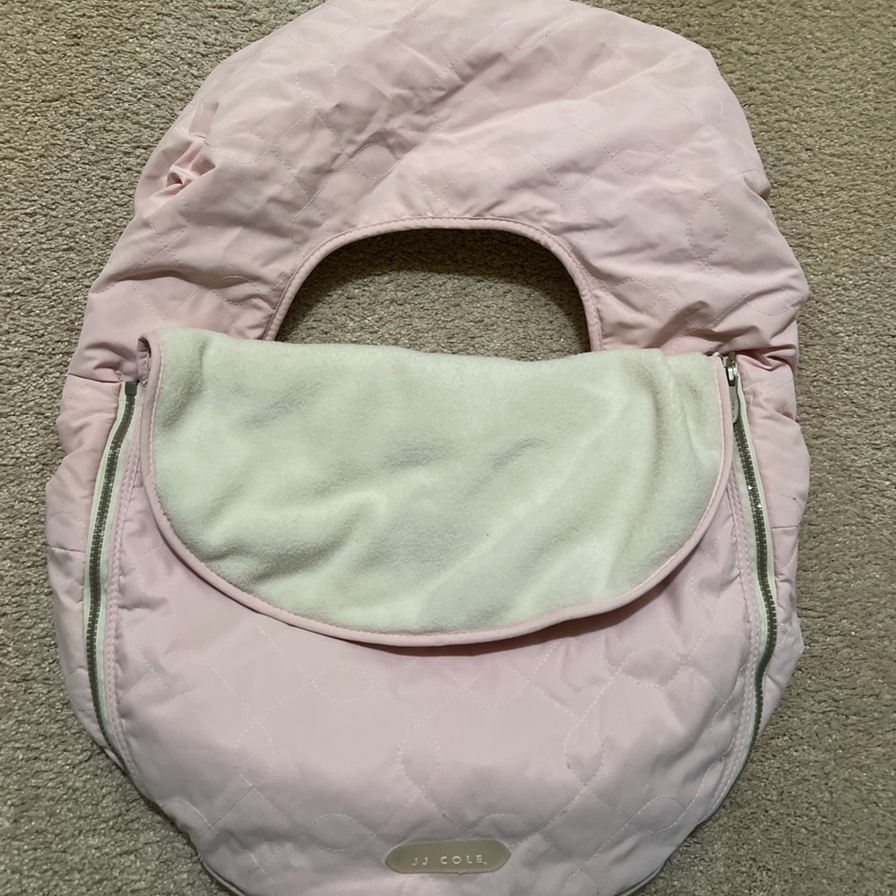 J.J. Cole Uppababy Vista car Seat Cover Pale Pink Quilted Bundle Me Cream Flap